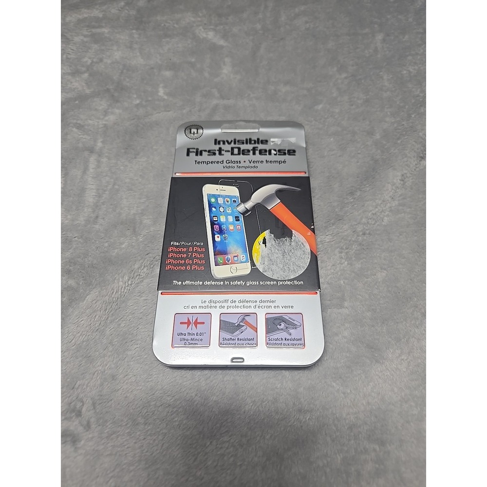 Qmadix First Defense Screen Protector Tempered Glass for iPhone 6 6s 7 8 + Plus